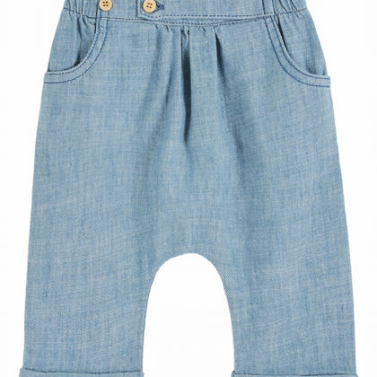 Emile et Ida Light Blue Linen Baby Pants