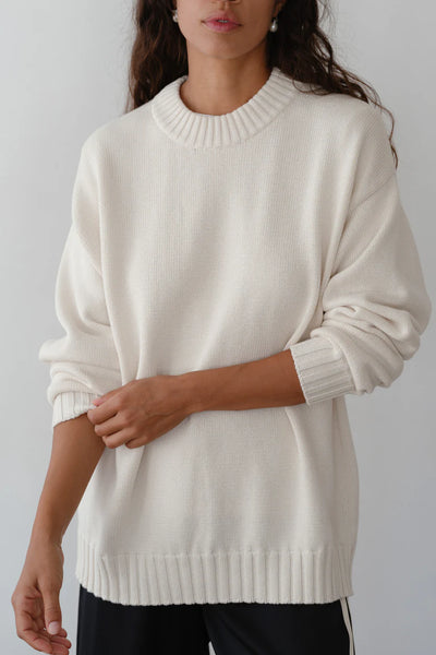 Donni Cotton Cashmere Crew Sweater ~ Creme