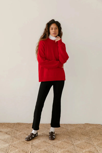 Donni Cotton Cashmere Crew Sweater ~ Tomato