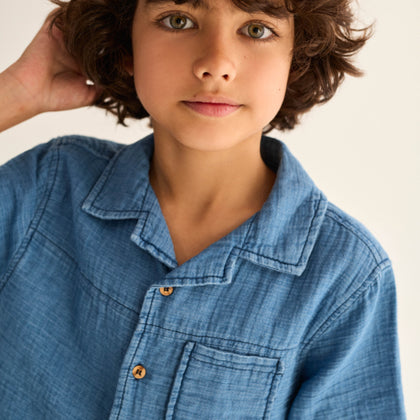 Cozmo Gale Denim Cotton Gauze Shirt