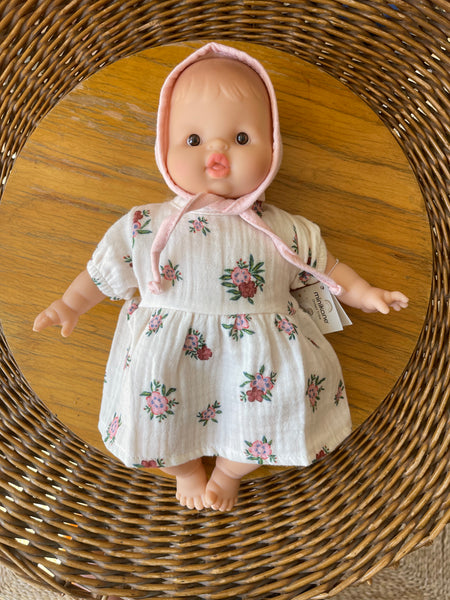 Minikane Baby Doll with Floral Dress & Bonnet