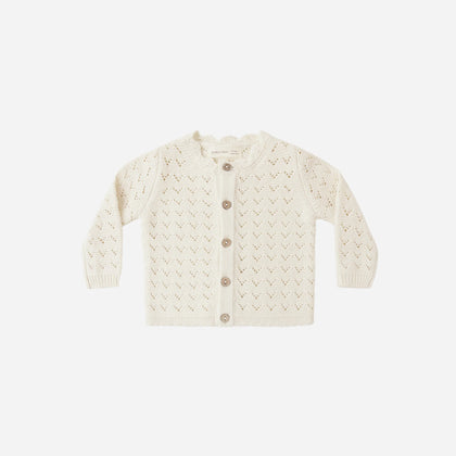 Quincy Mae Scalloped Cardigan ~ Natural
