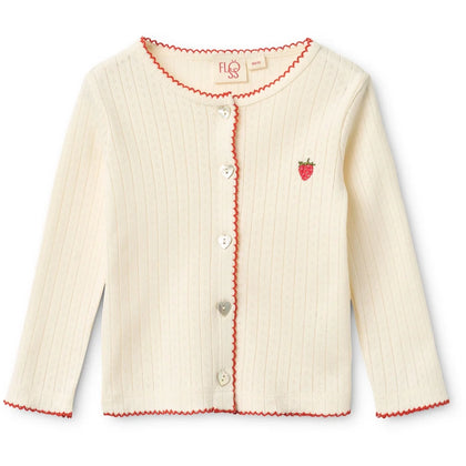 Floss Flora Pointelle Cardigan ~ Strawberry