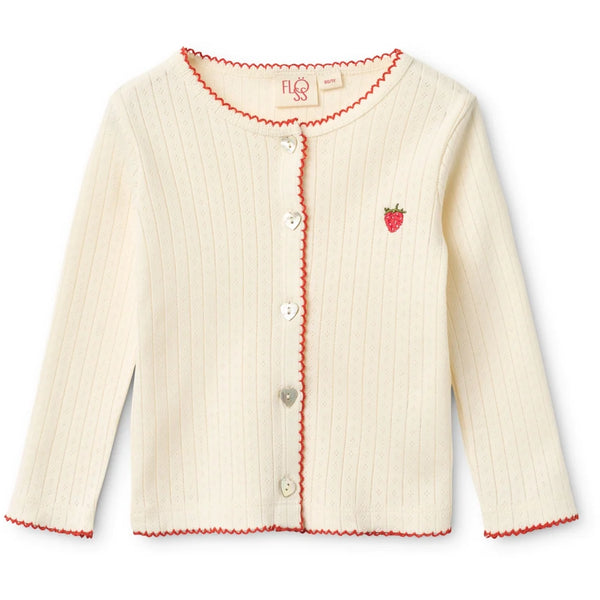 Floss Flora Pointelle Cardigan ~ Strawberry
