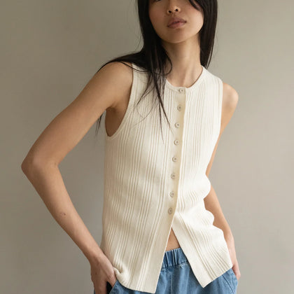 Micaela Greg Cream Mix Rib Vest
