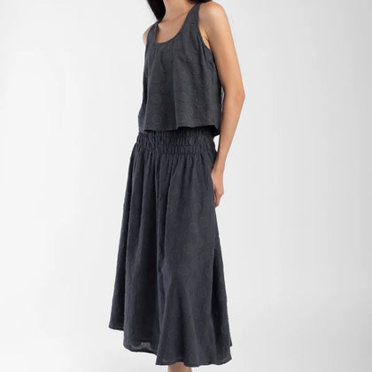 Micaela Greg Faded Black Shirred Skirt