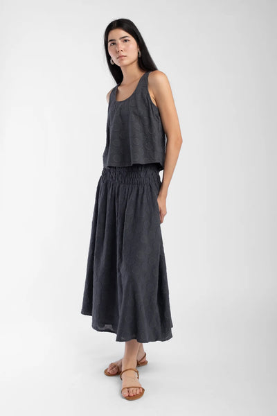 Micaela Greg Faded Black Shirred Skirt