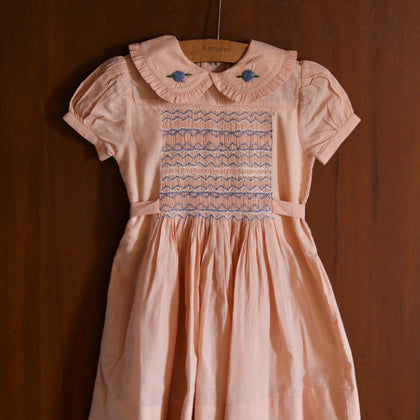 Bonjour Diary Handsmock Dress ~ Pink Check Voile