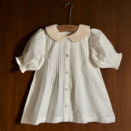 Bonjour Diary Long Blouse Emb Collar ~ Natural Check