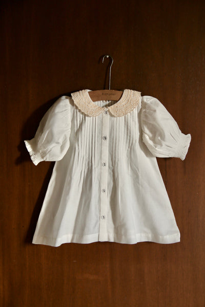 Bonjour Diary Long Blouse Emb Collar ~ Natural Check