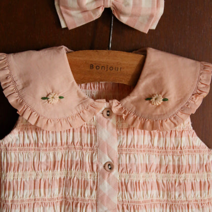 Bonjour Diary Embroidered Tunic ~ Pink Gingham