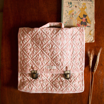 Bonjour Diary Quilted School Bag ~ Pink Gingham