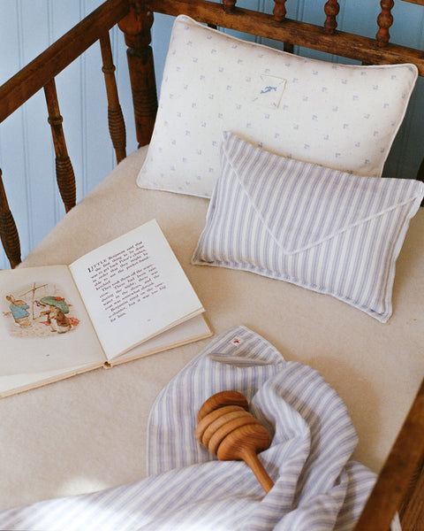 Ferne Baby Envelope Pillow ~ Blue Ticking