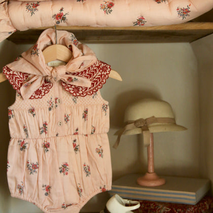 Bonjour Diary Romper ~ Pink Garden Flowers