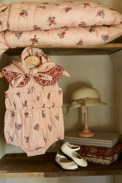 Bonjour Diary Romper ~ Pink Garden Flowers