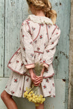 Bonjour Diary Quilted Jacket Denim ~ Garden Flowers Print