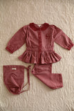 Bonjour Diary Embroidered Red Pajama Set