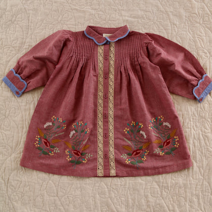 Bonjour Diary Tunic Dress ~ Red Chambray