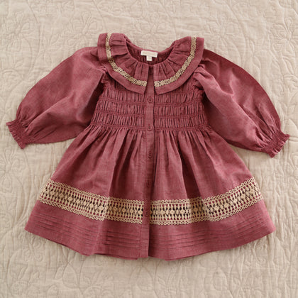 Bonjour Diary Romantic Dress ~ Red Chambray