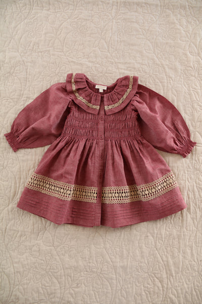 Bonjour Diary Romantic Dress ~ Red Chambray