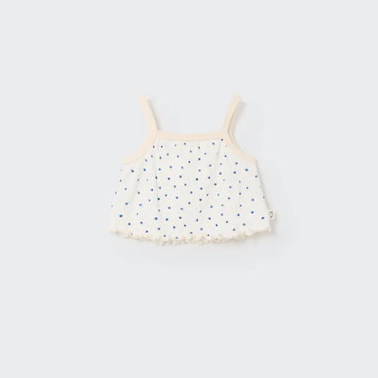 Cozmo Floral Gauze Baby Crop Top ~ Ivory Blue