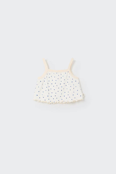 Cozmo Floral Gauze Baby Crop Top ~ Ivory Blue