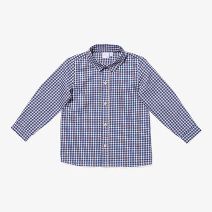 Oso & Me Jeffie Shirt  ~ Marine Tiny Check