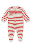 Sleepy Doe - Christmas Baby Sleepsuit Red Oatmeal Breton