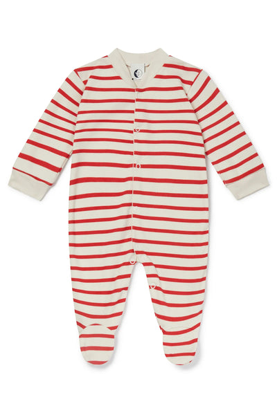 Sleepy Doe - Christmas Baby Sleepsuit Red Oatmeal Breton