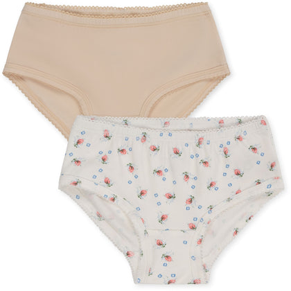 Konges Basic 2 Pack Girl Underpants GOTS ~ Brise Dé Été White/ Nouvelle Peach