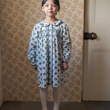 Little Cottons Kate Dress ~ Hollyhock Floral Teal