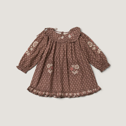 Lali Belle Dress ~ Brown Block Print