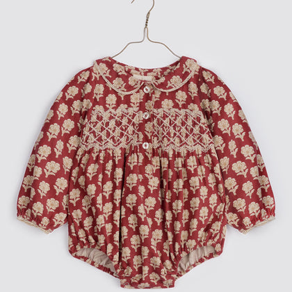 Little Cotton Clothes Emilie Smocked Romper ~ Myrtle Floral Berry