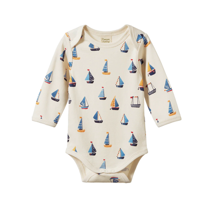 Nature Baby Cotton Long Sleeve Bodysuit ~ Regatta Print