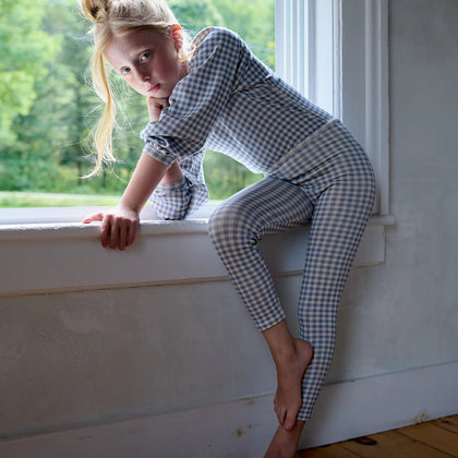 Soor Ploom Stretch Legging ~ Gingham Print, Powder