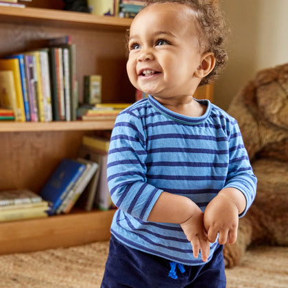 Oso & Me Baby Edward Baby Tee ~ Ocean Stripe