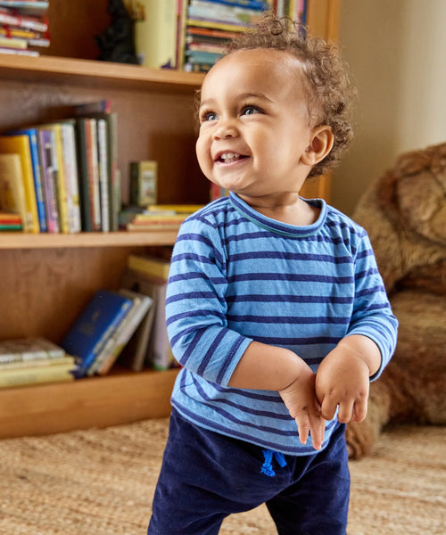 Oso & Me Baby Edward Baby Tee ~ Ocean Stripe