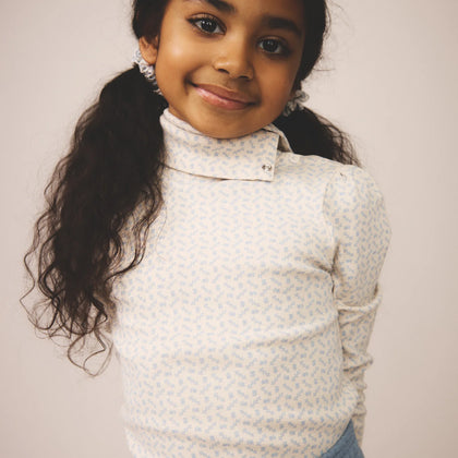 Soor Ploom Pouf Turtleneck ~ Cross Stitch Print Talc