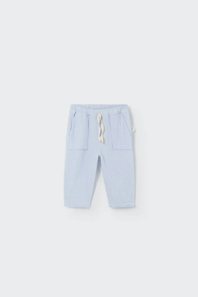 Cozmo Soft Gauze Baby Pants ~ Sky Blue