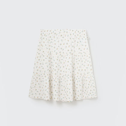 Cozmo Organic Floral Gauze Skirt ~ Ivory