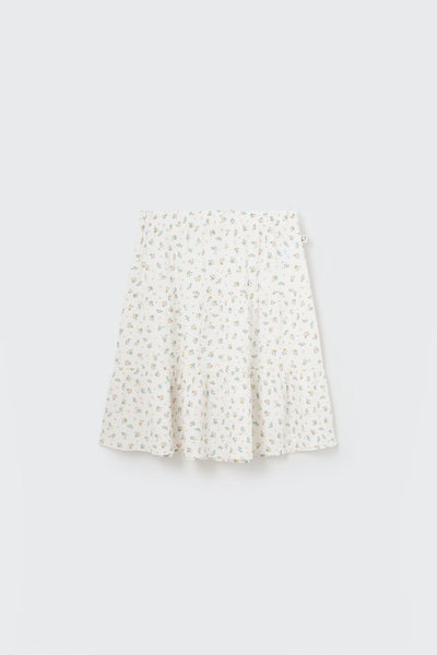 Cozmo Organic Floral Gauze Skirt ~ Ivory