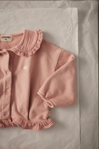 Cozmo Soft Brushed Fleece Baby Cardigan ~ Silver Pink