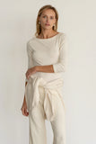 Donni The Baby Rib Boat Neck ~ Creme