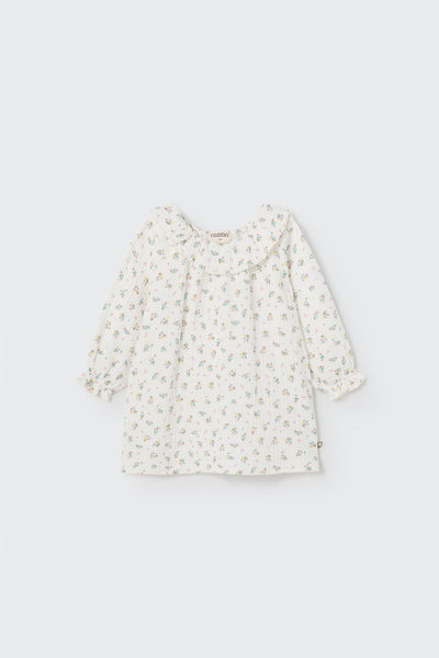 Cozmo Floral Gauze Baby Dress ~ Ivory