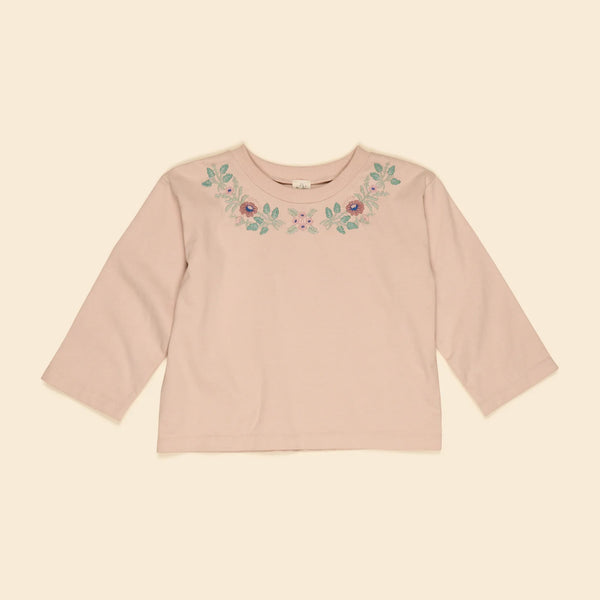 Apolina Nella Floral Embroidered Tee - Petal