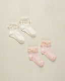 Noralee Ruffle Socks ~ Ivory, Blush