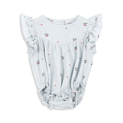 Konges Coco Romper ~ Cherry Blue Coeur