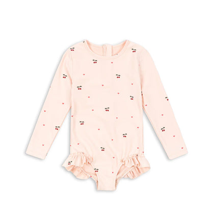 Konges Merle LS Swimsuit ~ Cherry Coeur Rose