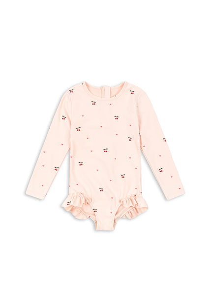 Konges Merle LS Swimsuit ~ Cherry Coeur Rose
