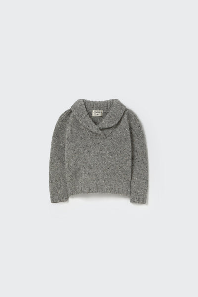 Cozmo Tweed Tricot Collar Sweater ~ Grey Tweed